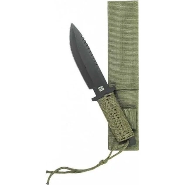 101 INC Combat Recon 10 Model A Overlevelseskniv - Grøn/Sort
