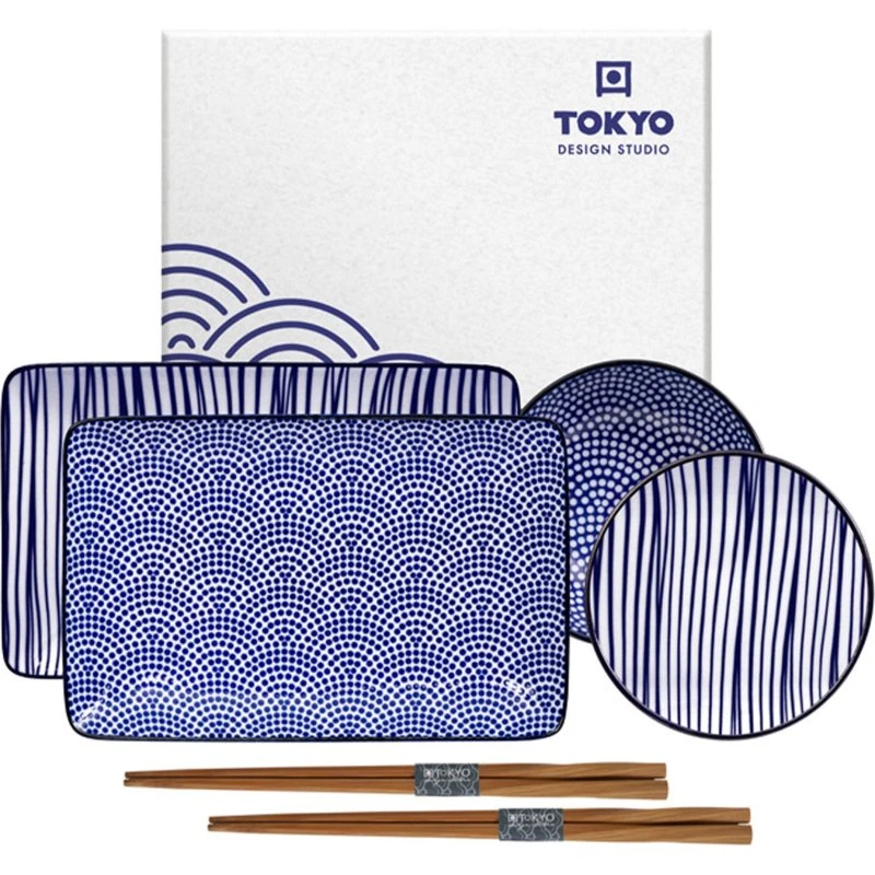 Tokyo Design Studio Nippon Blue sushisæt, 6 dele