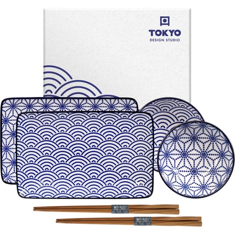 Tokyo Design Studio Nippon Blue sushisæt, 6 dele, stjerner/bølger