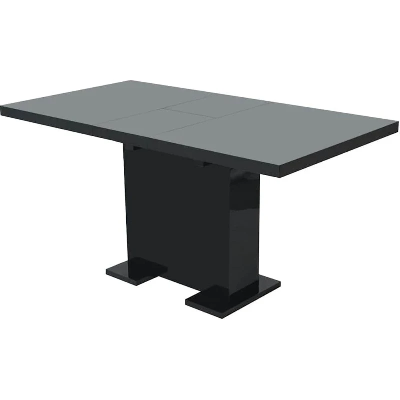 vidaXL udvideligt spisebord i sort højglans, 120-150 cm
