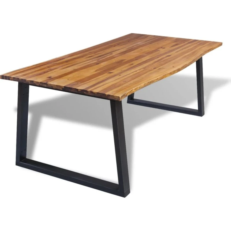 vidaXL spisebord 200x90 cm i massivt akacietræ med metalben
