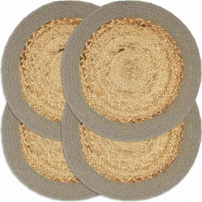 vidaXL dækkeservietter 4 stk. 38 cm i jute og bomuld, natur/grå