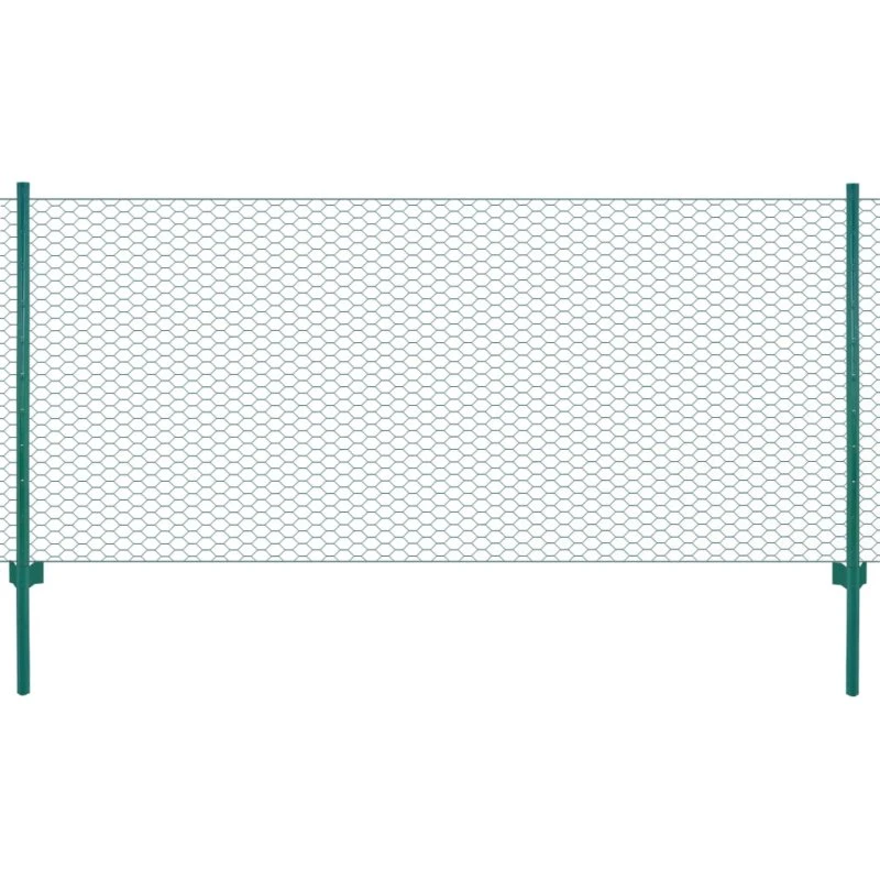 vidaXL trådhegn med stolper 25 x 1 m - stål, grøn