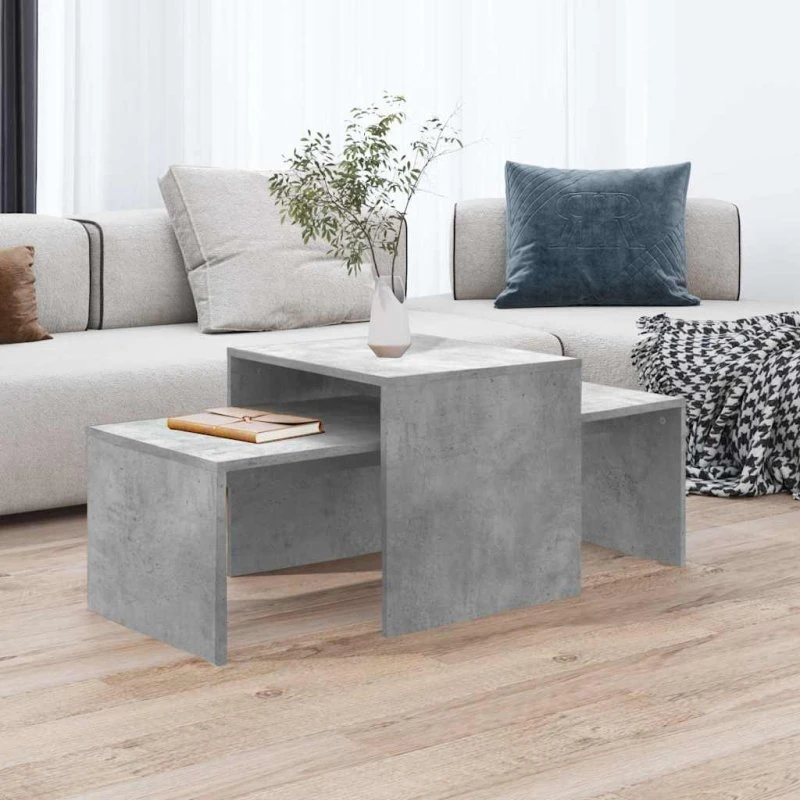 vidaXL sofabordssæt i konstrueret træ, betongrå, 100x48x40 cm