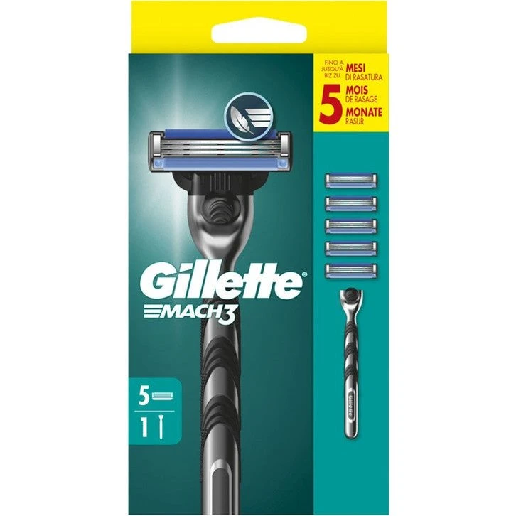 Gillette Mach3 Barbermaskine med 3 blade og 5 refills