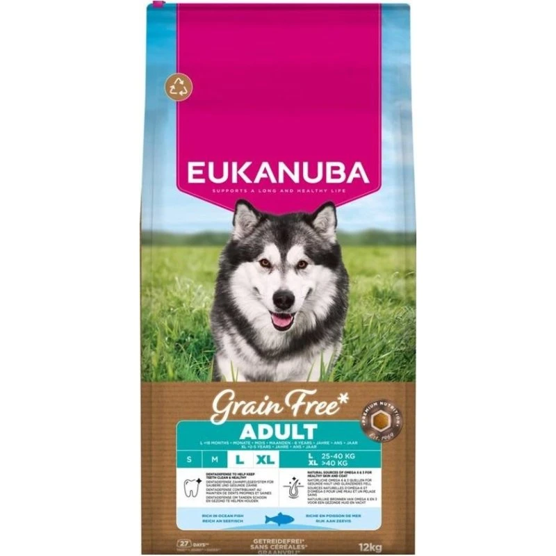 Eukanuba Grain Free Adult Large Breed Havens Fisk, 12kg