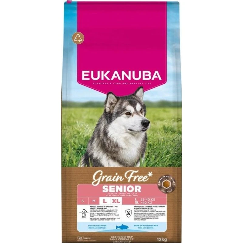 Eukanuba Grain Free Senior Large Breed Ocean Fish 12 kg