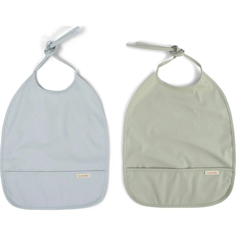 Filibabba Hagesmæk m. bindebånd 2-pak - Pearl Blue/Desert Sage