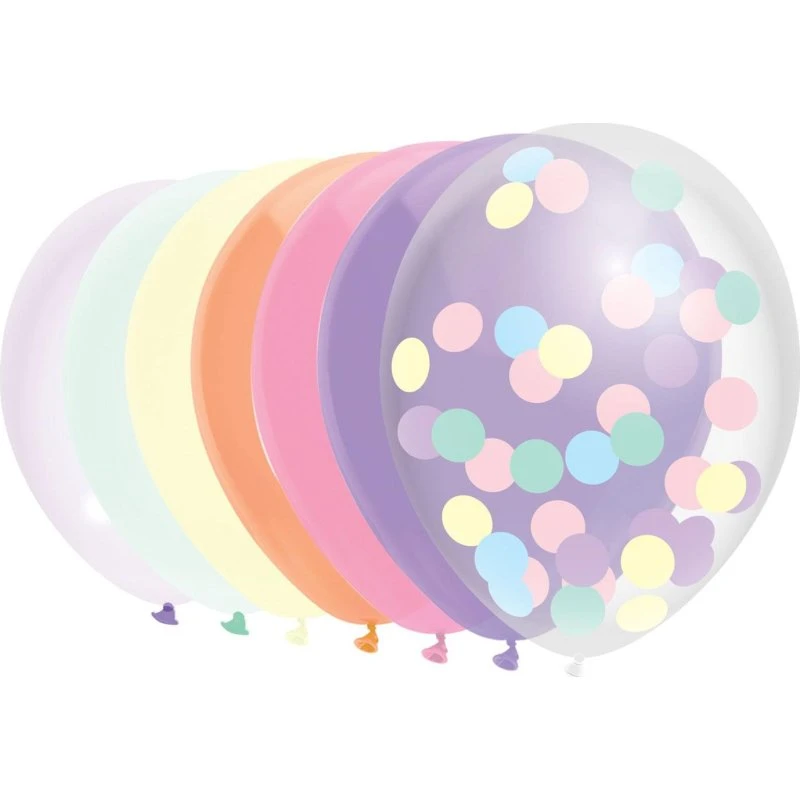 Haza Witbaard Pastel Balloner med Konfetti - 10 stk. (30 cm)