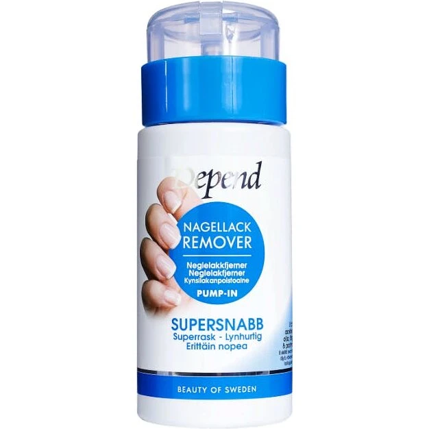 Depend Neglelakfjerner med pumpe 125 ml, blå