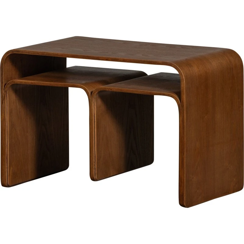 WOOOD Frey Sidebord - Brun krydsfiner med 2 hylder (60x32 cm)