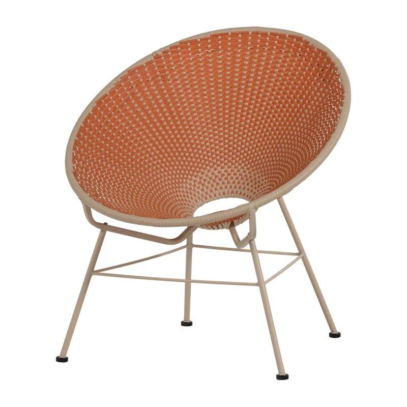 WOOOD Kazoun loungestol - flettet orange polyethylen og metal