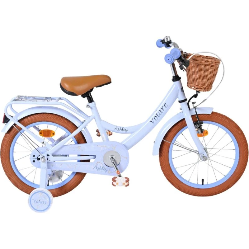 Volare Ashley 16'' Børnecykel - Pastel Blå med Kurv og Støttehjul