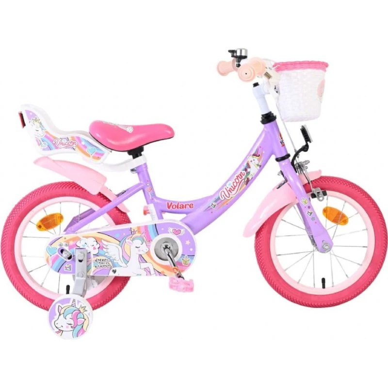 Volare Unicorn 14" Børnecykel - Lilla