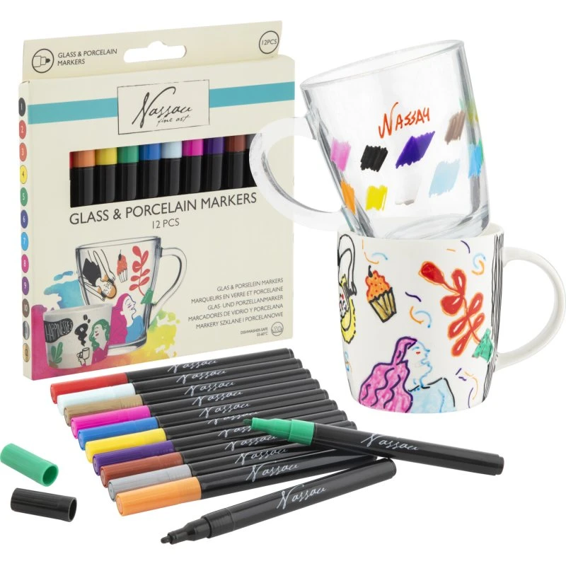 Nassau Fine Art Glass & Porcelain Markers - 12 stk.