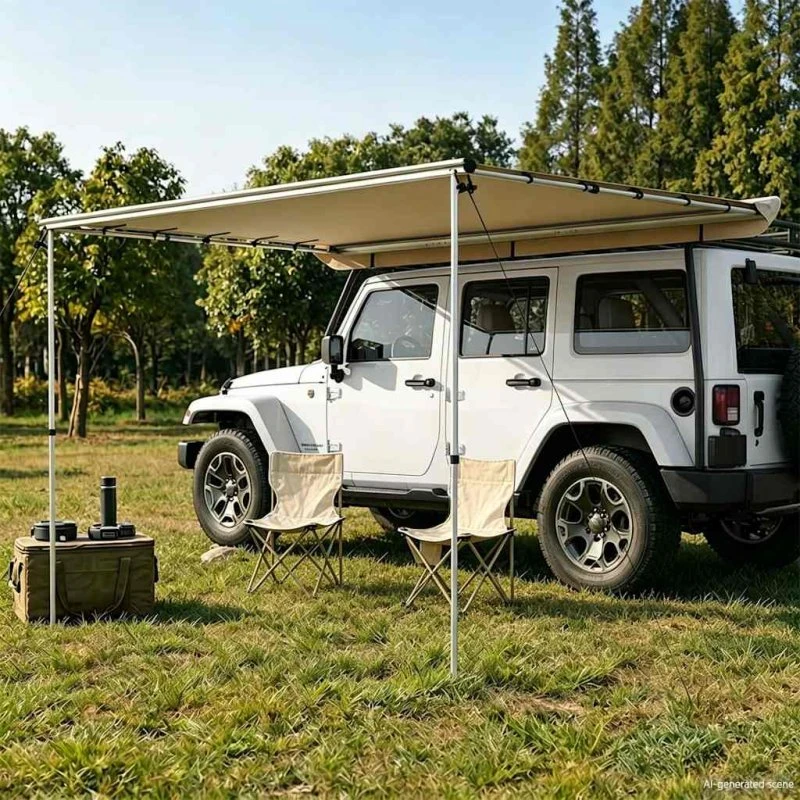 vidaXL solsejl til campingvogn 3x2,5x2,15 m - beige