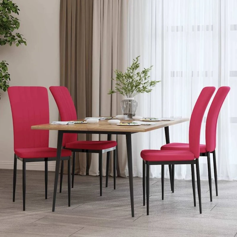 vidaXL spisebordsstole 4 stk. i vinrød velour
