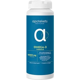 Apotekets Omega-3 Fiskeolie 180 kapsler — 1000 mg