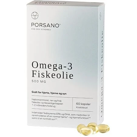 Porsano Omega-3 Fiskeolie (60 kaps)