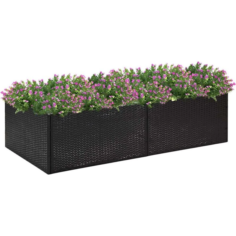 vidaXL plantekasse i polyrattan, 157x80x40 cm, sort