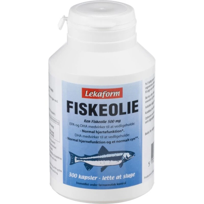 Lekaform Fiskeolie 500 mg, 300 kapsler
