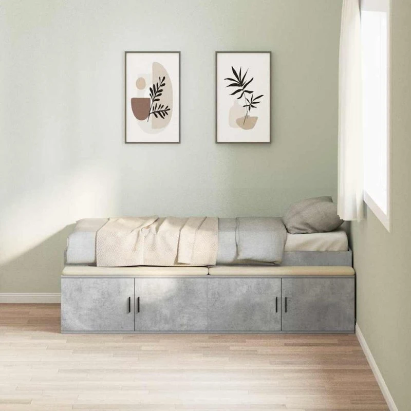 vidaXL Sengestel med skuffe, Beton Grå, 100 x 200 cm
