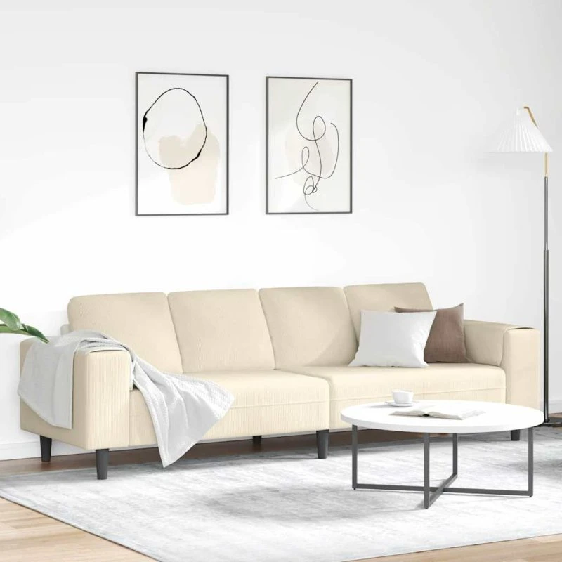 vidaXL Sofa Creme 250 x 77 x 76 cm Velourstof