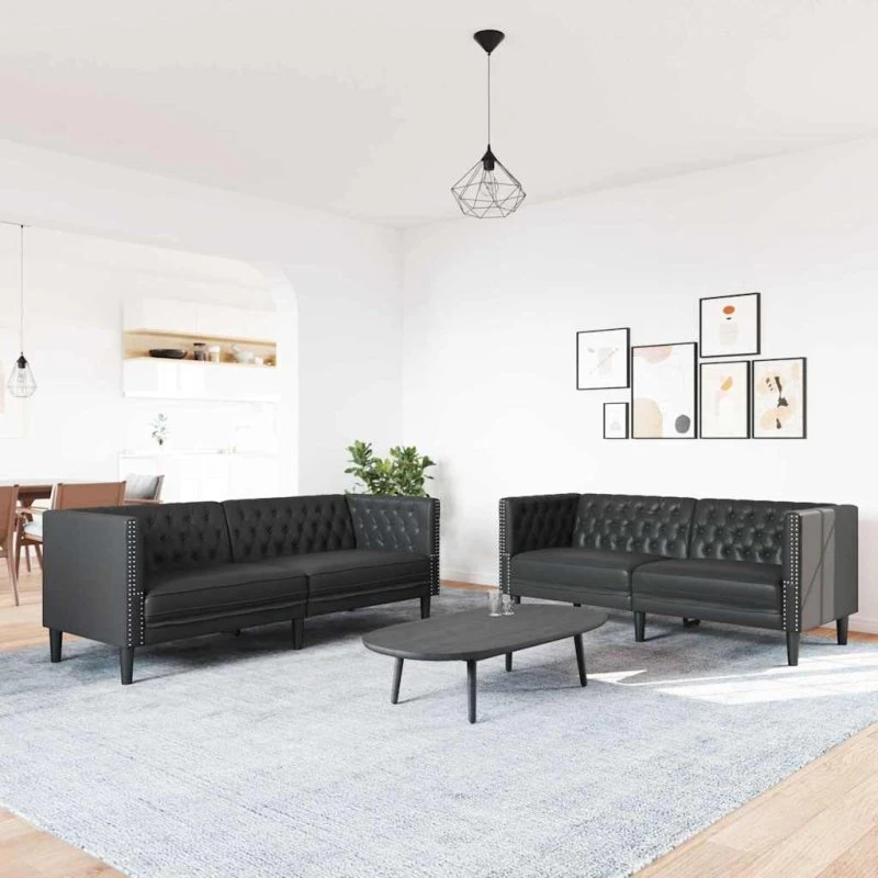 vidaXL Stue Sofa 2 stk. Sort Faux Læder