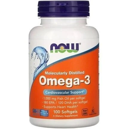 NOW Foods Omega-3 1000 mg, 100 softgels (180 EPA / 120 DHA)