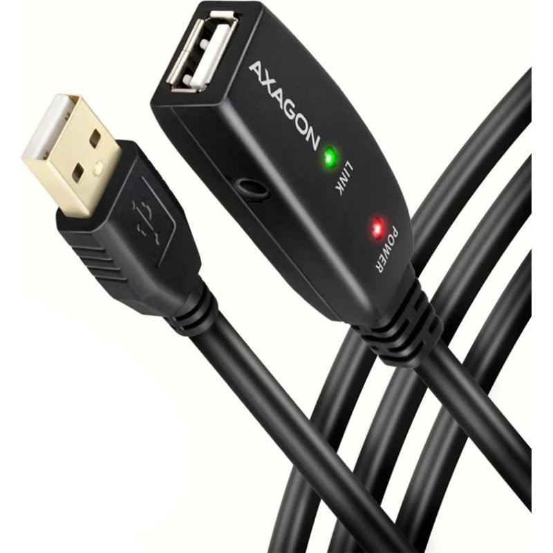 AXAGON USB 2.0 Forlængerkabel - 15 m - Sort