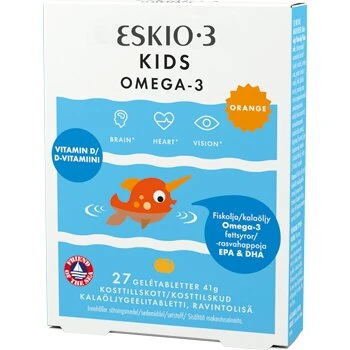 Midsona Eskio-3 Kids tyggegelé, appelsin 27 stk
