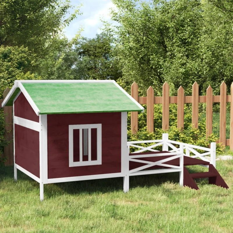 vidaXL hundehus i massivt fyrretræ, 159x120x88,5 cm, mokka