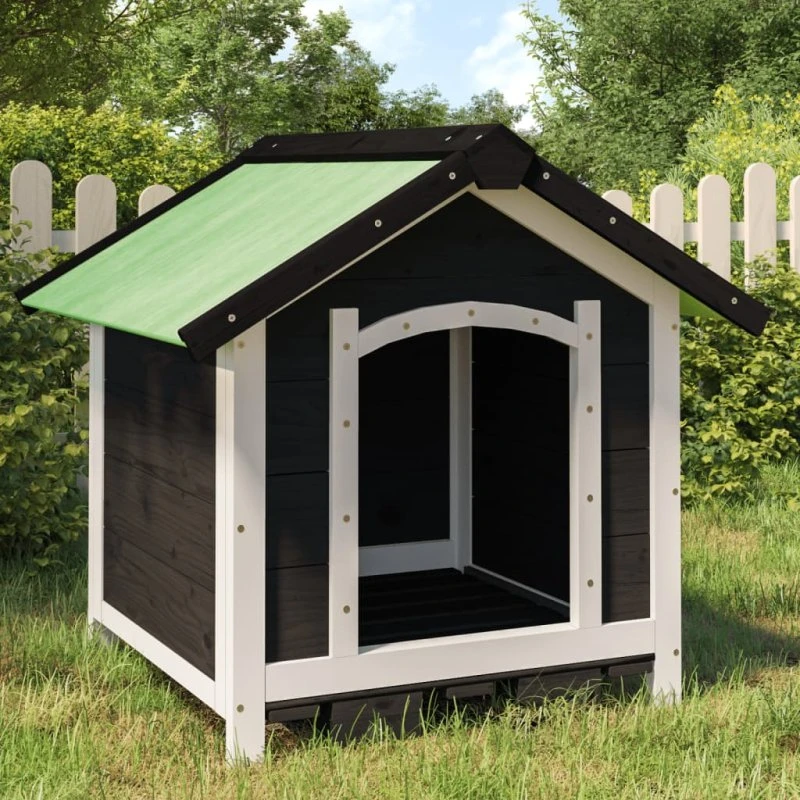 vidaXL hundehus 65x65x61,5 cm i massivt fyrretræ, grå
