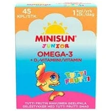 Minisun Junior Omega-3 + D-vit, tutti frutti 45 stk