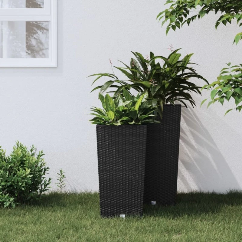 vidaXL Plantekrukke i rattanlook med indsats, antracit, 26,5 l
