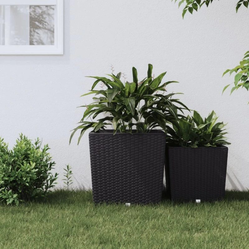 vidaXL plantekrukke i rattanlook, 37/64 l, antracit