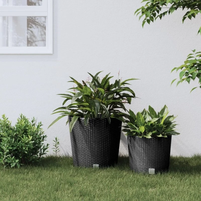 vidaXL plantekrukke 35/37,5 l rattanlook antracit