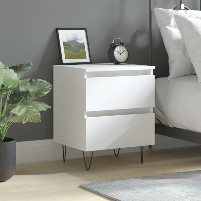 vidaXL sengebord 40x35x50 cm i hvidt konstrueret træ
