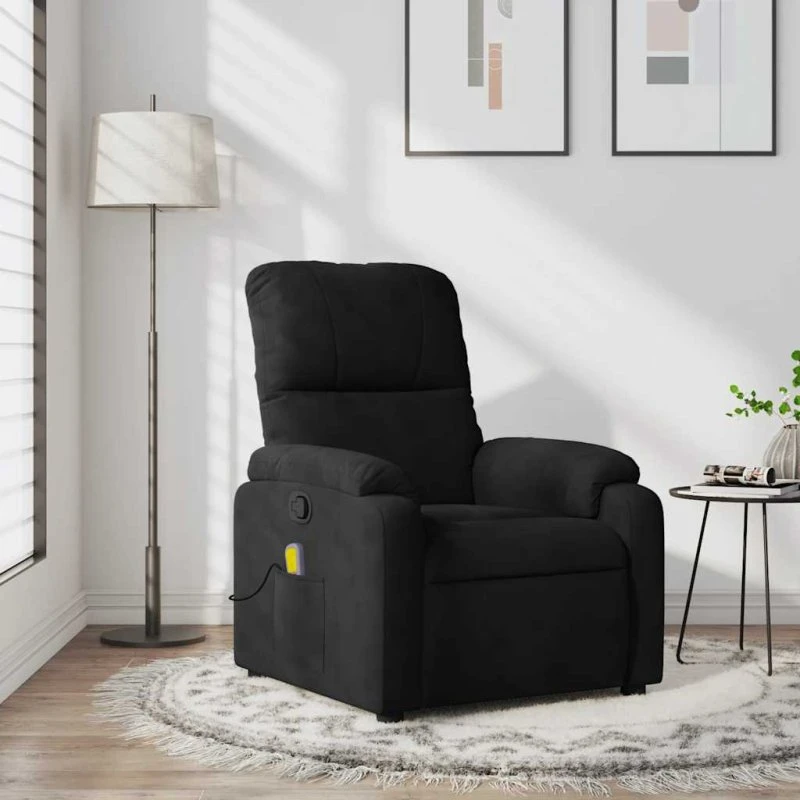 vidaXL massagestol i sort mikrofiber med vibrationsmassage