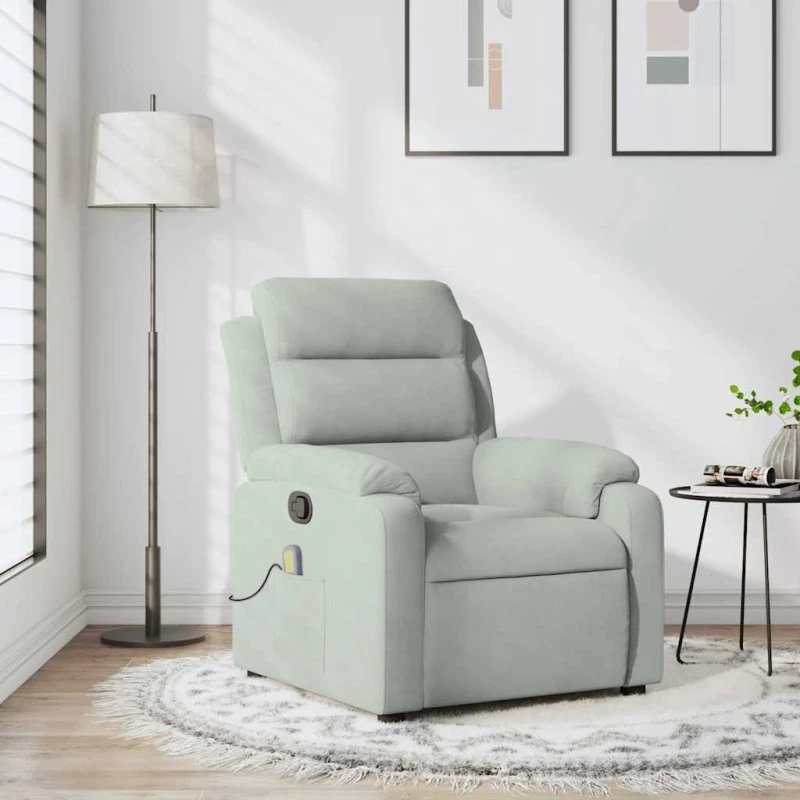 vidaXL Massagestol Lysegrå Velour