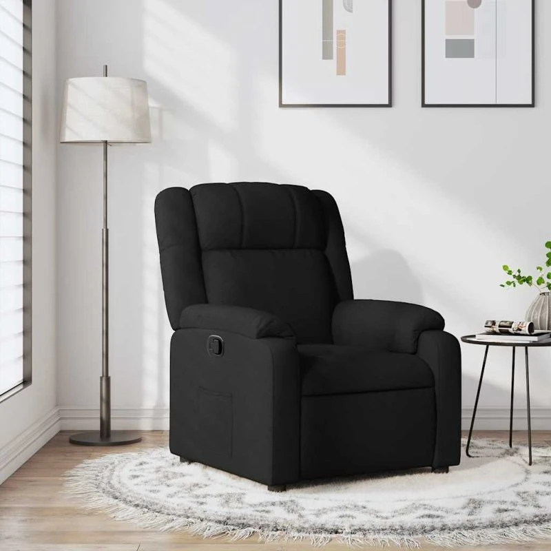 vidaXL Lænestol i sort stof med manuel recliner-funktion