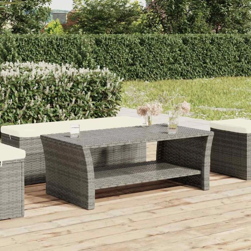 vidaXL sofabord 100x50x40 cm polyrattan grå