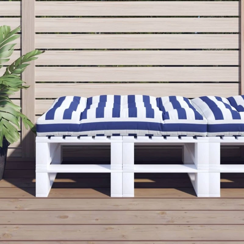 vidaXL Pallehynde 120x80x12 cm - Stribet blå og hvid