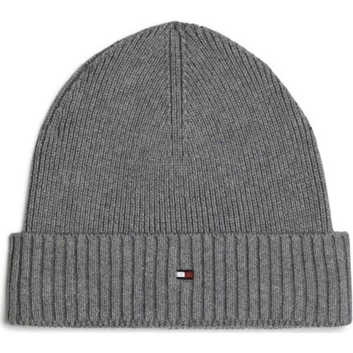Tommy Hilfiger Strikket Hue i Grå Pima Bomuld og Kashmir