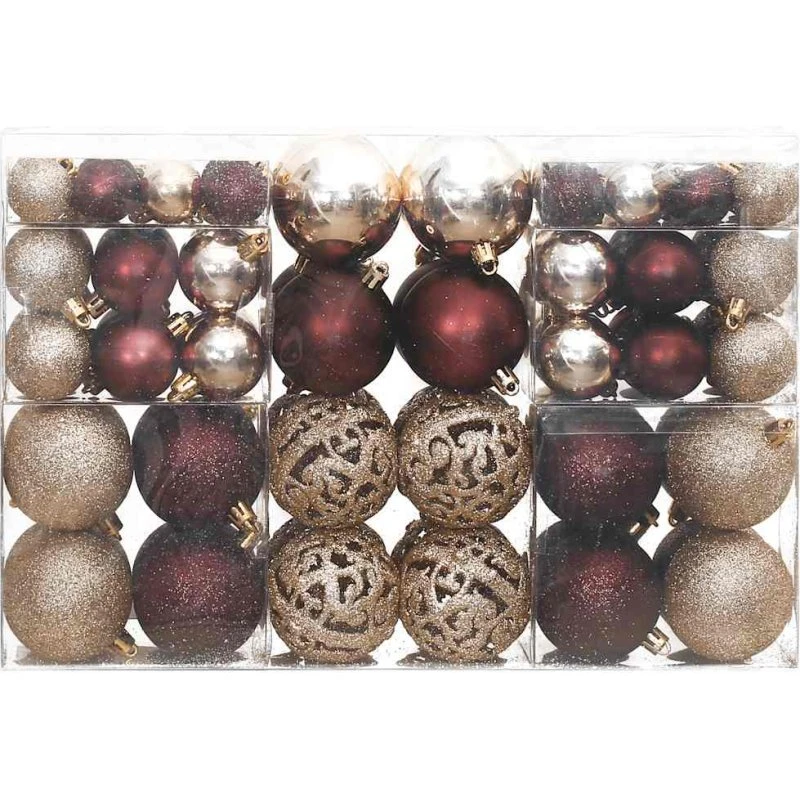 vidaXL Julekugler 100 stk. Champagne & Brun (3/4/6 cm)