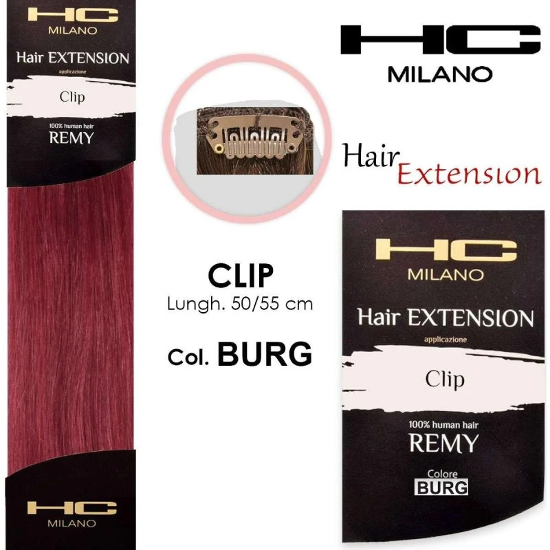 Hc milano Remy clips hårforlængelse, burgundy, 50 cm