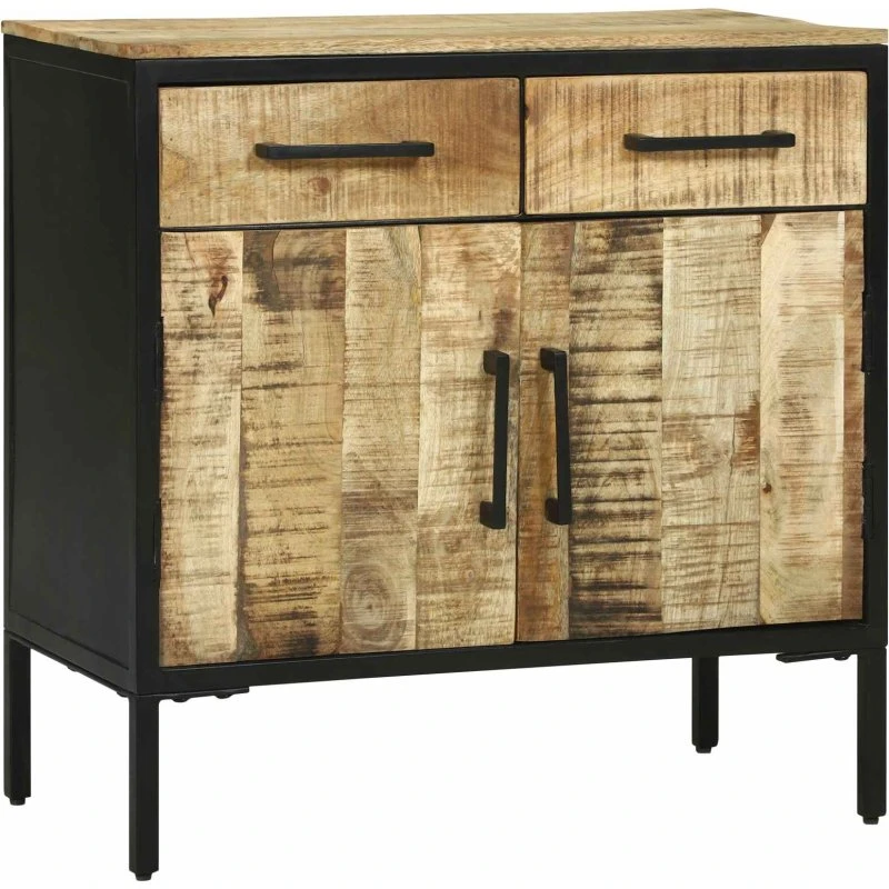 vidaXL Sideboard med skuffe i massivt mangotræ, 70x35x70 cm
