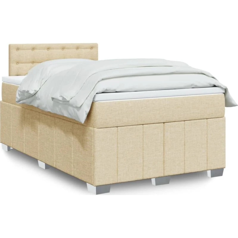 vidaXL kontinentalseng med madras 120x190 cm, cremefarvet