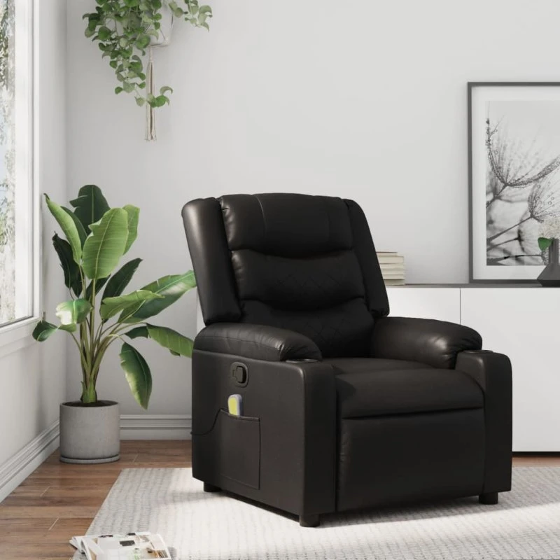vidaXL massagestol i sort kunstlæder med manuel recliner