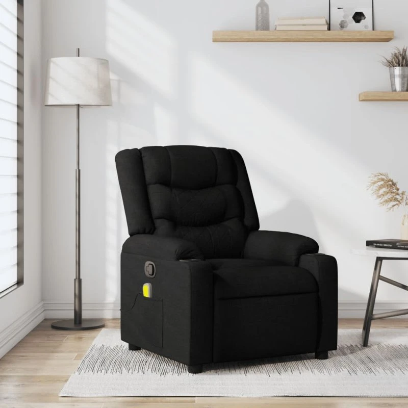 vidaXL massagestol i sort stof med manuel recliner